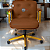 Cadeira Design Office Eames Signature Diretor Dourada com Rodinhas Anti Risco - Capa em Madeira - Caramelo - Imagem 1