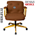 Cadeira Design Office Eames Signature Diretor Dourada com Rodinhas Anti Risco - Capa em Madeira - Caramelo - Imagem 2