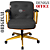 DUPLICADO - Cadeira Design Office Eames Signature Diretor Dourada com Rodinhas Anti Risco - Capa em Madeira - Caramelo - Imagem 3