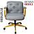 Cadeira Design Office Eames Signature Diretor Dourada com Rodinhas Anti Risco - Capa em Madeira - Cinza Claro - Imagem 3