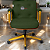 Cadeira Design Office Eames Signature Diretor Dourada com Rodinhas Anti Risco - Capa em Madeira - Verde Escuro - Imagem 1