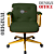 Cadeira Design Office Eames Signature Diretor Dourada com Rodinhas Anti Risco - Capa em Madeira - Verde Escuro - Imagem 3