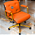 Cadeira Design Office Eames Signature Diretor Dourada com Rodinhas Anti Risco - Capa em Madeira - Laranja - Imagem 2