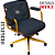 Cadeira Design Office Eames Signature Diretor Dourada com Rodinhas Anti Risco - Capa em Madeira - Azul Marinho - Imagem 4