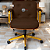 Cadeira Design Office Eames Signature Diretor Dourada com Rodinhas Anti Risco - Capa em Madeira - Marrom - Imagem 1
