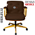Cadeira Design Office Eames Signature Diretor Dourada com Rodinhas Anti Risco - Capa em Madeira - Marrom - Imagem 3