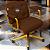 Cadeira Design Office Eames Signature Diretor Dourada com Rodinhas Anti Risco - Capa em Madeira - Marrom - Imagem 2