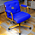 Cadeira Design Office Eames Signature Diretor Dourada com Rodinhas Anti Risco - Capa em Madeira - Azul Royal - Imagem 2