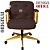 Cadeira Design Office Eames Signature Diretor Dourada com Rodinhas Anti Risco - Capa em Madeira - Vermelho Vinho - Imagem 3