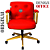 Cadeira Design Office Eames Signature Diretor Dourada com Rodinhas Anti Risco - Capa em Madeira - Vermelho - Imagem 3