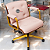 Cadeira Design Office Eames Signature Diretor Dourada com Rodinhas Anti Risco - Capa em Madeira - Vermelho Telha - Imagem 2