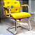 Cadeira Design Office Eames Signature Interlocutor Cromada- Capa em Madeira - Amarelo - Imagem 1