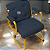 Cadeira Design Office Eames Signature Interlocutor Dourada - Capa em Madeira - Azul Marinho - Imagem 2