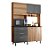 Cozinha Compacta 5 Portas e 3 Gavetas com Balcão Mel Cinza Acacia - Imagem 3