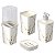 Kit Banheiro Jogo Utensílios Para Lavabo decoração Plasutil Mármore Branco 4 Itens - Imagem 1