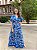 Vestido longo transpassado estampado (Azul) - Imagem 1