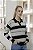 Blusa Polo Manga Longa Listra Bicolor com Botões - Imagem 4