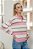 Blusa Polo Manga Longa Listra Bicolor com Botões - Imagem 1