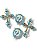Nossa Senhora das Graças  dois  kits cruz e entremeio em ouro velho com strass de cristal azul aqua marine - Imagem 2