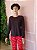 Pijama Longo Preto/Vermelho D23VM - Imagem 2