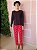 Pijama Longo Preto/Vermelho D23VM - Imagem 1