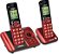 Sistema de telefone VTech CS6529-26 DECT 6.0 com identificação de chamadas/chamada em espera, 2 bases sem fio, vermelho. - Imagem 1