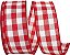 Fita Xadrez com Bordas com Fio Reliant Ribbon 93228W-036-40K, 2-1/2 polegadas X 50 jardas, Branco/vermelho. - Imagem 1
