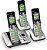 Telefone sem fio expansível com sistema de atendimento, identificação de chamadas/chamada em espera e visor/iluminação retroiluminada, prateado, com 3 bases. - Imagem 1
