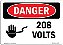 Placa de Perigo OSHA - 208 Volts | Adesivo | Proteja seu Negócio, Canteiro de Obras, Armazém e Área Comercial | Fabricado nos EUA - Imagem 1