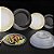 Itens Essenciais para Festa 40 Pratos Descartáveis de Porcelana para Almoço/Salada de Plástico Resistente de 9 com Borda Swirl, Branco/Dourado - Imagem 4
