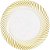 Itens Essenciais para Festa 40 Pratos Descartáveis de Porcelana para Almoço/Salada de Plástico Resistente de 9 com Borda Swirl, Branco/Dourado - Imagem 1