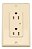 Tomada Duplex Decora Plus Leviton 5280-T 15-Amp, 125-Volt, Lâmina Reta, Grau Industrial, com Proteção contra Surtos e Luz Indicadora, Almond Claro - Imagem 1