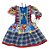 Vestido junino xadrez e chita infantil com acessório - Imagem 1