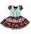Vestido junino verde menta, floral e xadrez juvenil - Imagem 1