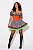 Vestido Junino Adulto Neon Xadrez e Babado no Decote - Imagem 1