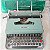 Funcionando Máquina de Escrever Datilografia Olivetti Lettera 22 verde - Imagem 1