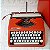 Funcionando Máquina De Escrever Hermes Baby Vermelha Vintage - Imagem 1