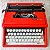 Funcionando Máquina De Escrever Olivetti Dora Vermelha Vintage - Imagem 1