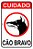 Placa de Sinalização Aviso Cuidado Cão Bravo - Imagem 1