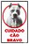 Placa de Sinalização Aviso Cão Bravo American Pitbull Terrier Branco - Imagem 1