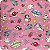 Gorgurinho Estampado 1m X 1,50m Galáxia Fundo Rosa - Imagem 3