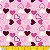 Tricoline Estampada 100% Algodão 1m X 1,50m Corações Fundo Rosa - Imagem 2
