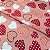Tecido Oxford Estampado 1m X 1,40m Poliéster Coração Fundo Rosa - Imagem 1