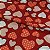 Tecido Oxford Estampado 1m X 1,40m Poliéster Coração Fundo Vermelho - Imagem 1