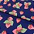 Tecido Oxford Estampado 1m X 1,40m Poliéster Morango Fundo Azul - Imagem 1