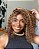 WIG DE CABELO HUMANO CACHEADA CASTANHO COM MECHAS 40cm - Imagem 3