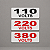 Cartela de Etiqueta de Identificação de Voltagem 110V, 220V ou 380V - Imagem 1