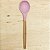 Colher de Silicone Coração Cor Rosa  com Cabo de Bambu 31,5 x 8cm - Imagem 1