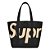-Supreme Bolsa Tote Raffia Preta - Imagem 1