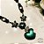 Colar com Coração Estilizado e Trabalhado com Cristais e Strass em Tons de Verde - Imagem 2
